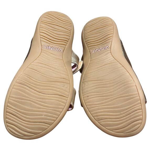 Vionic Nakia Adjustable Slide Orthotic Sandals Gold Pink Women's Size 5 EUC - Picture 3 of 3